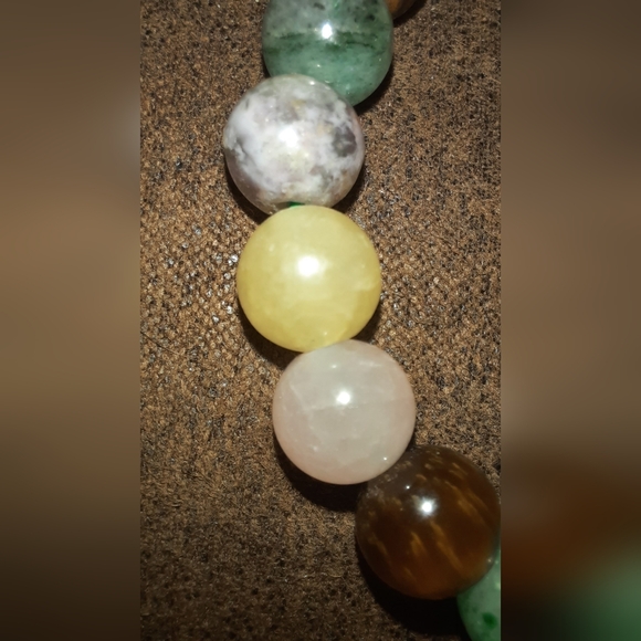 Gemstone mala bead bracelet and acrylic beaded bracelet - Picture 8 of 14